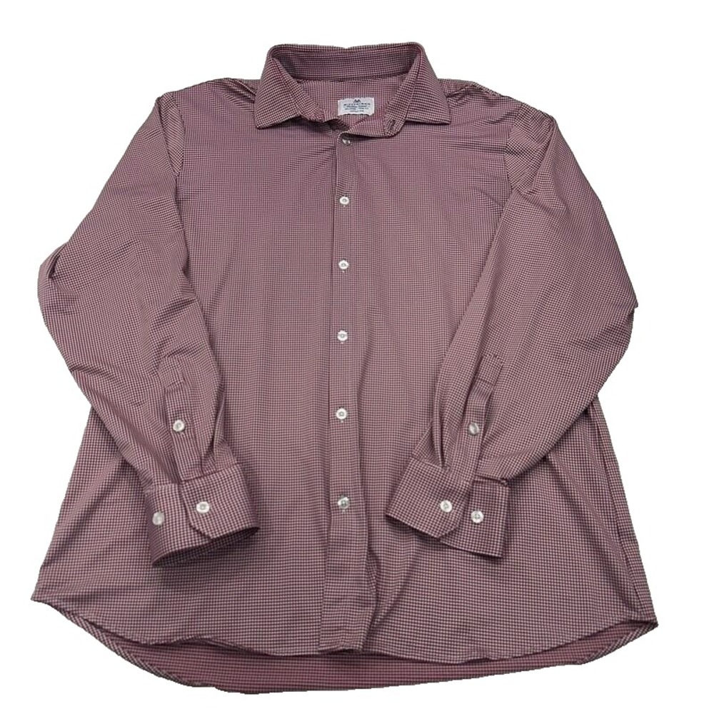 Mizzen Main 2XL Button Shirt Trim Fit Red Gingham Plaid‎ Long Sleeve Mens